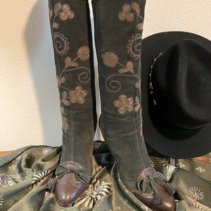 Women Suede Embroidered Boots